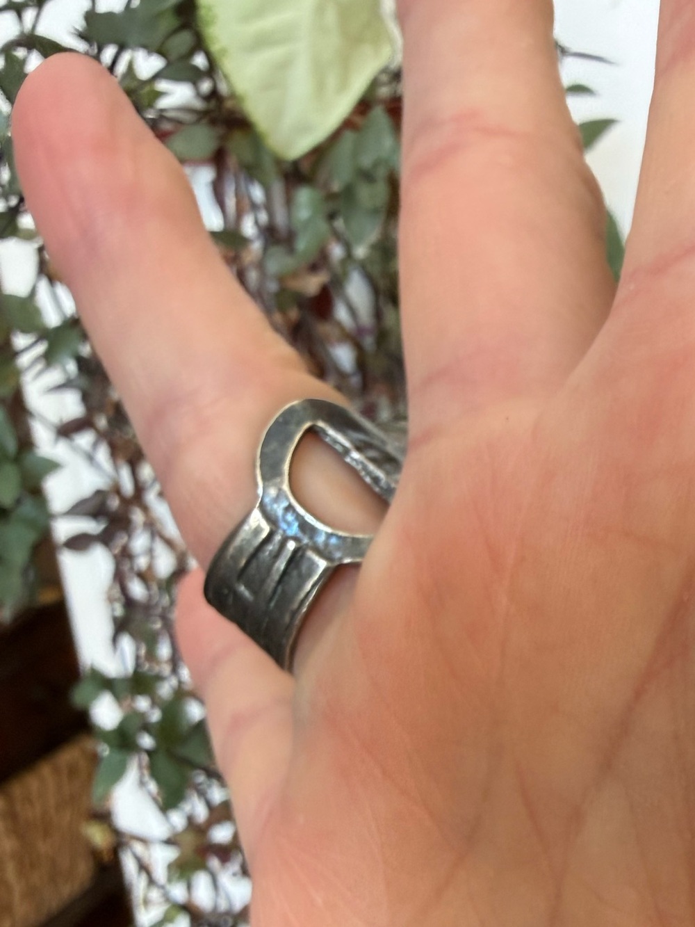 Anne-Marie Chagnon Pewter and Glass Ring, Size 6.5 Adjustable - Picture 10 of 13